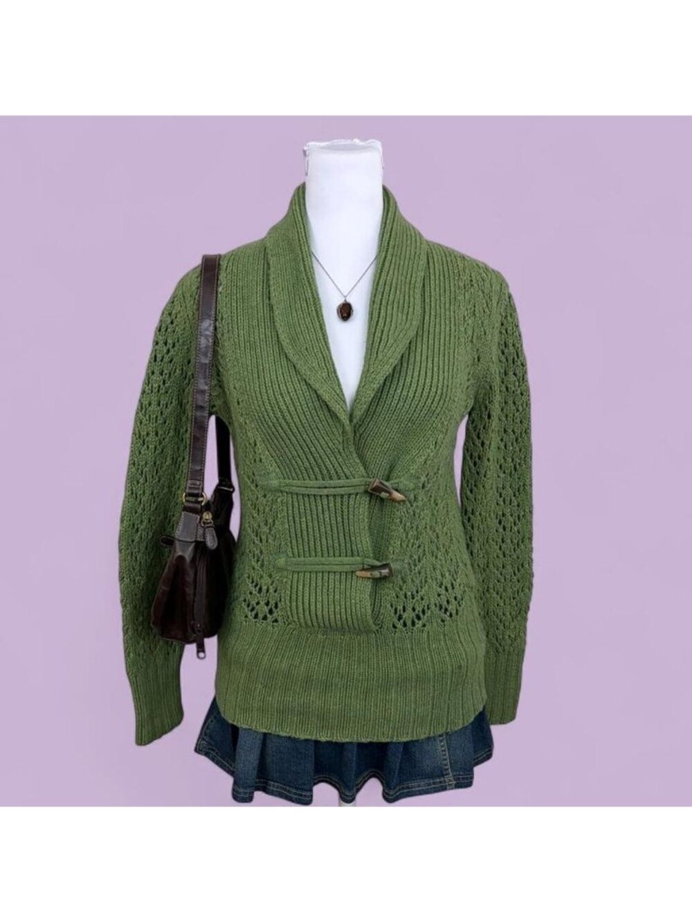 y2k green cottagecore wool blend sweater